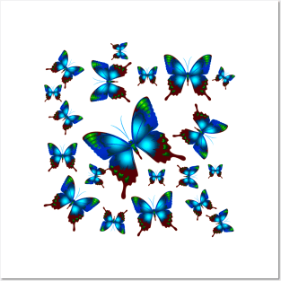 Morpho Butterfly Wings in Royal Aqua Blue Posters and Art